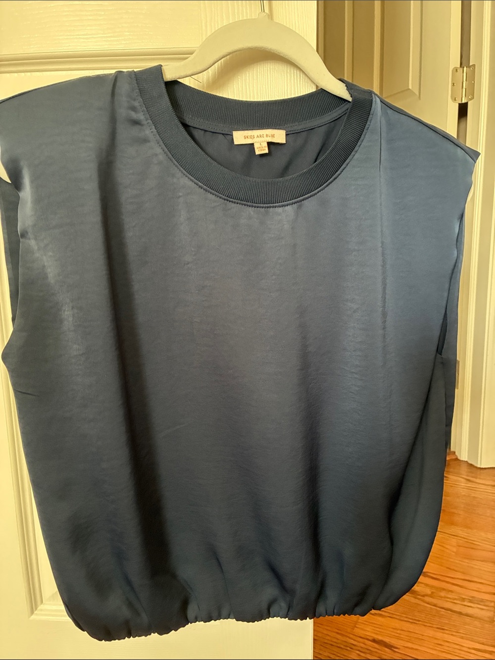 Sezane Satin-Trim Sleeveless Sweatshirt in Blue